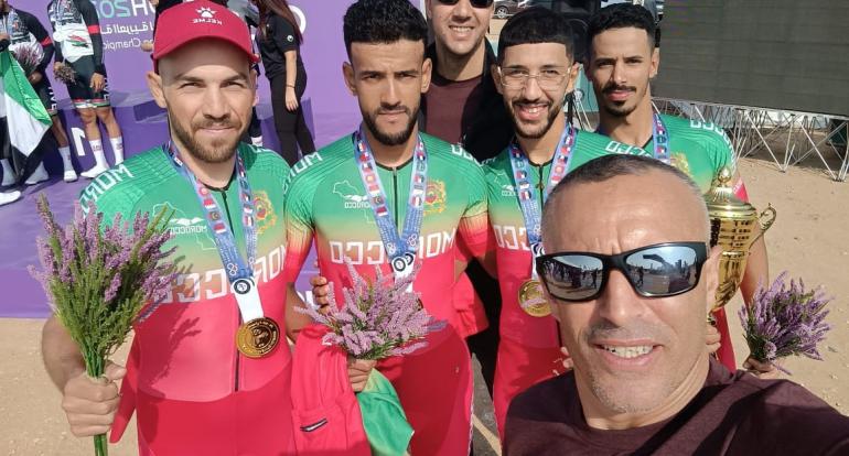 عربية الطريق : تتويج المنتخب المغربي كبار بالذهب في السباق ضد الساعة حسب الفرق